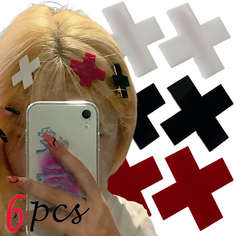 Bobby Pin Bulk - Y2K Red Cross Hair Clip Punk