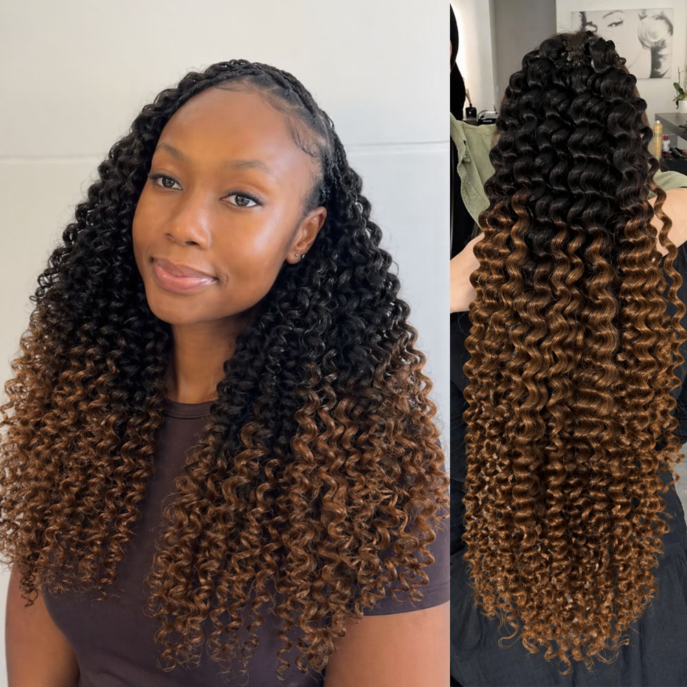 TB30 Brown Kinky Curly Crochet - Feather Hair Extension 评论和价格