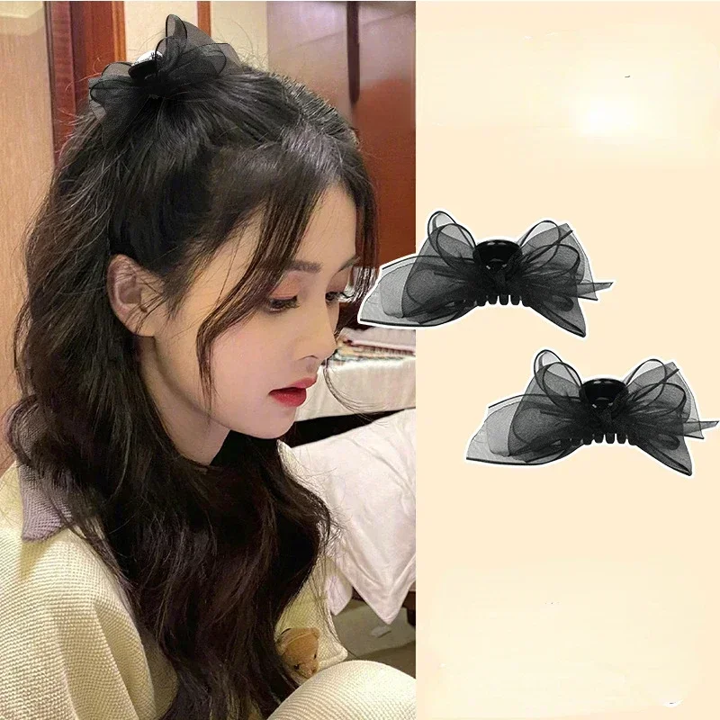2pcs Black Matte Bowknot Mesh  - Bobby Pin Bulk 评论和价格