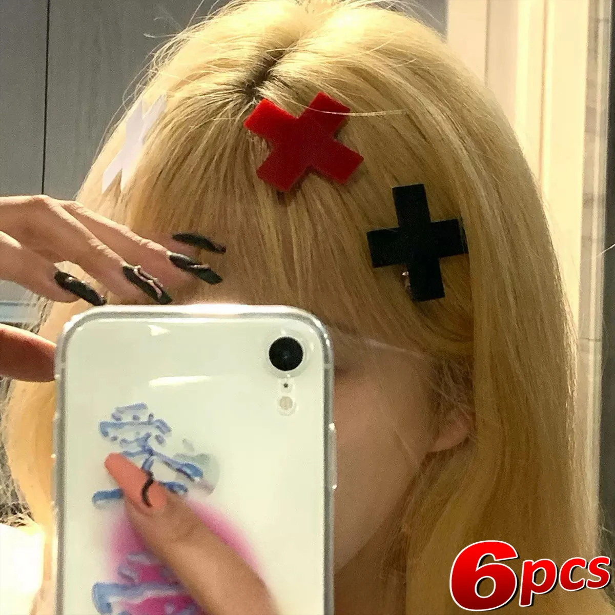 Y2K Red Cross Hair Clip Punk G - Bobby Pin Bulk 评论和价格