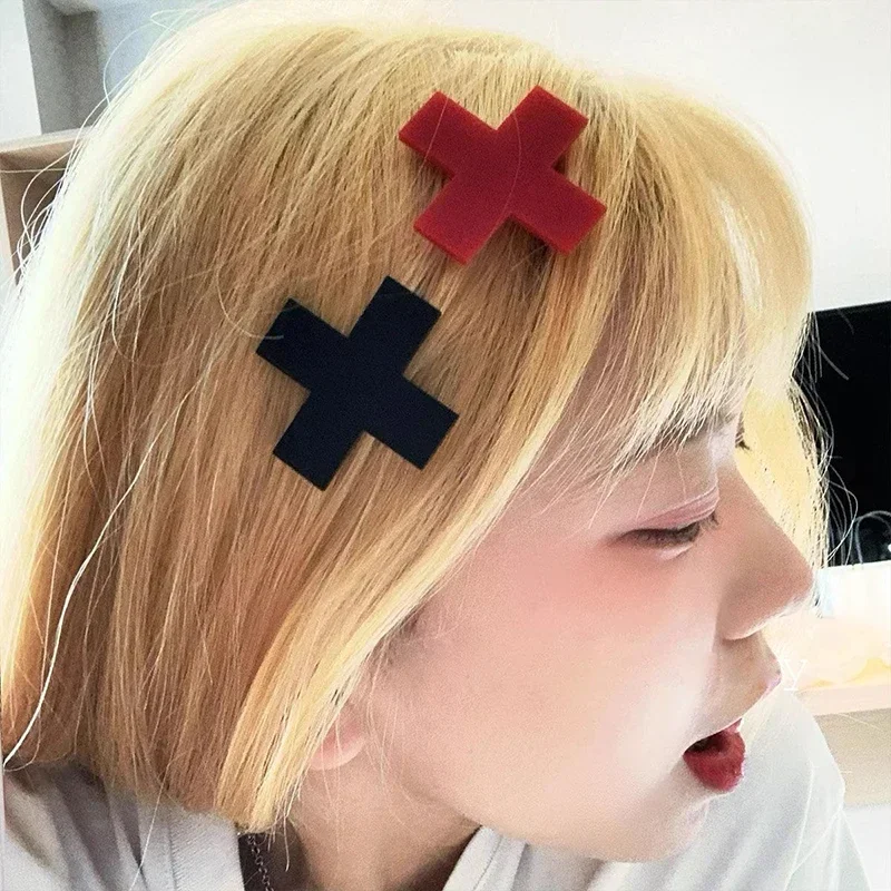 Y2K Red Cross Hair Clip Punk G - Bobby Pin Bulk 评论和价格